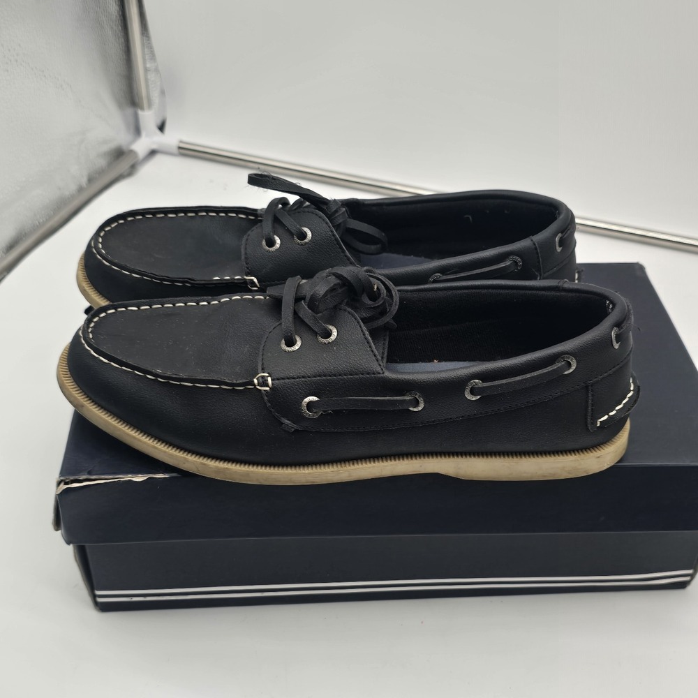 Nautica Boat Shoes Men Size 9.5 Navy Blue Tan Stitching Nueltin Comfort Lace Up - Picture 5 of 9